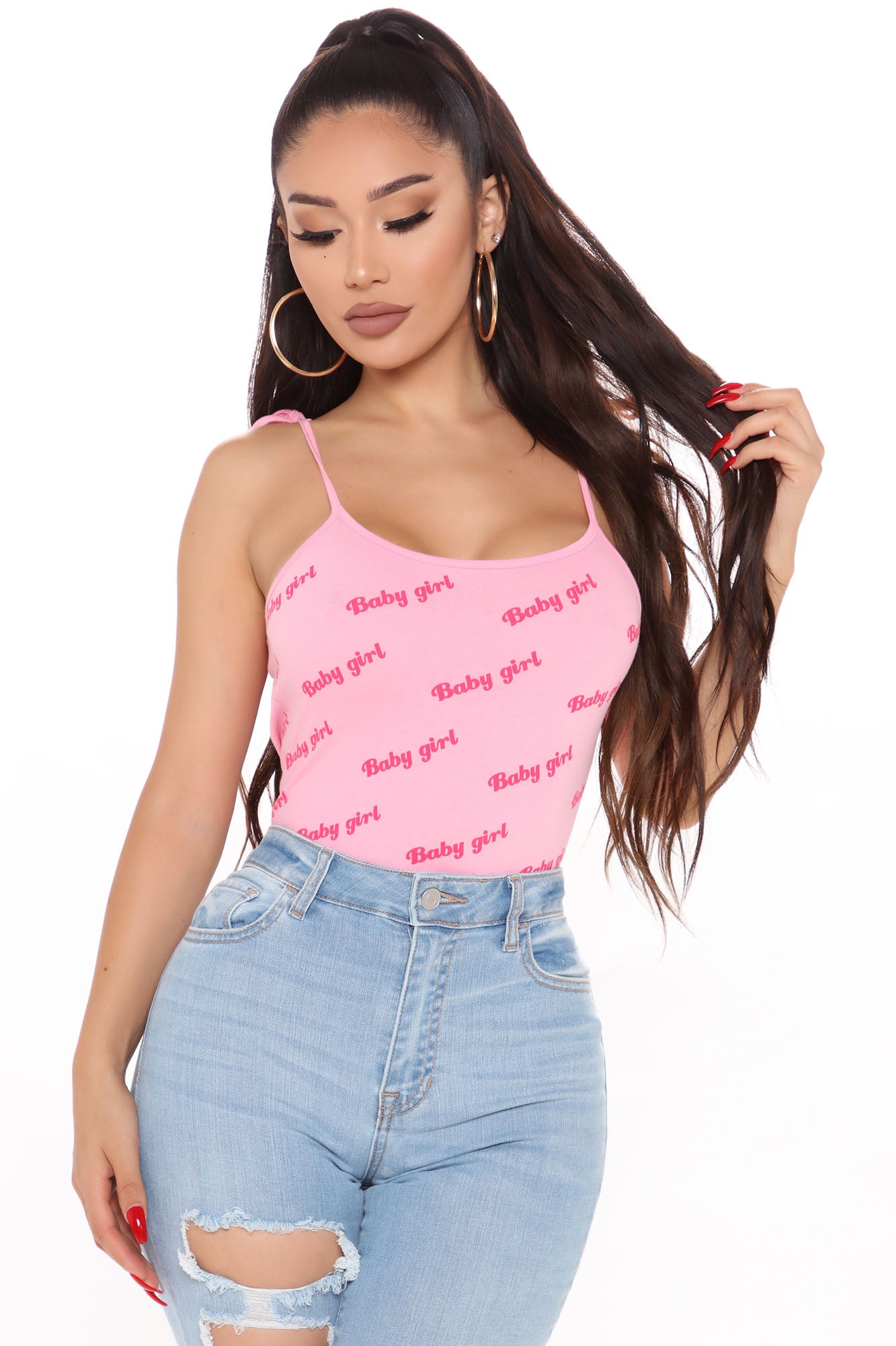 Tie Baby Girl Tank Top Pink combo Fashion Nova Screens Tops