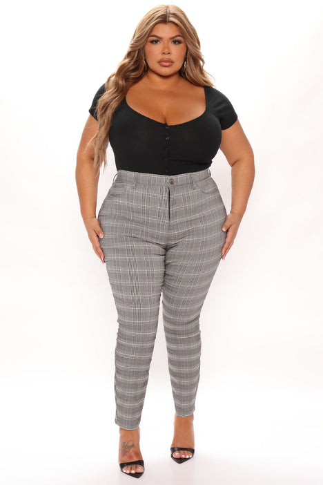 Checking In Plaid Pants Grey combo Fashion Nova Pants