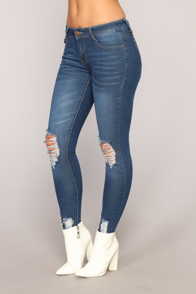 Girl On The Go Distressed Jeans - Medium Blue Wash | Fashion Nova ...