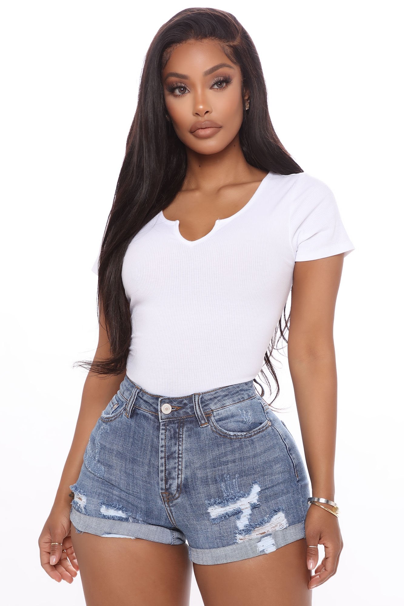 Ruby High Waist Denim Shorts Medium Blue Wash Fashion Nova