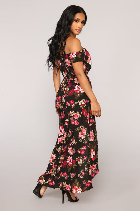 Off the store shoulder maxi romper