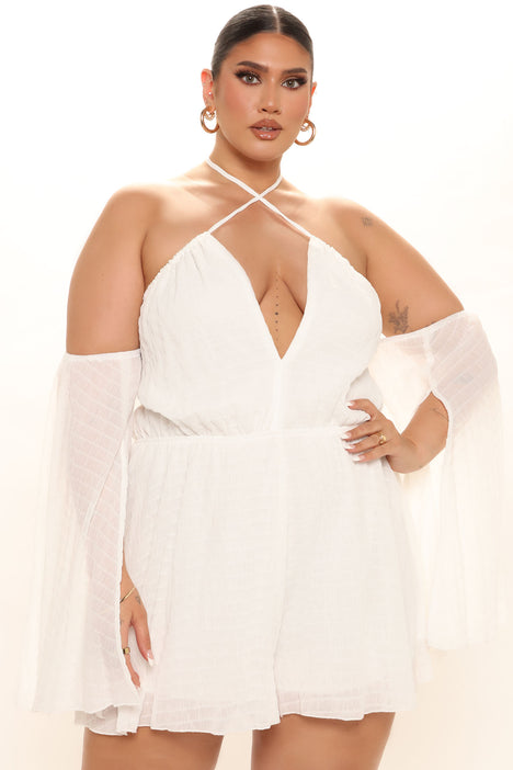 White chiffon romper discount