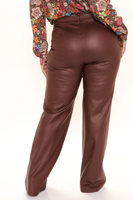 SBetro Brown High Waisted Faux Leather Pants Size Small
