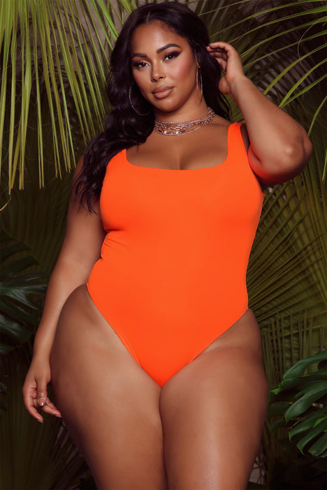 Neon orange hotsell plus size swimsuit