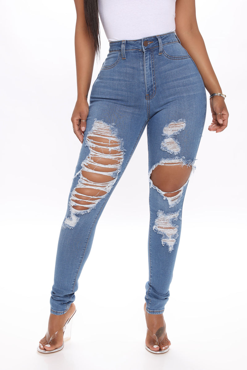Don't Worry Babe Distressed Skinny Jeans - Medium Blue Wash | Fashion ...