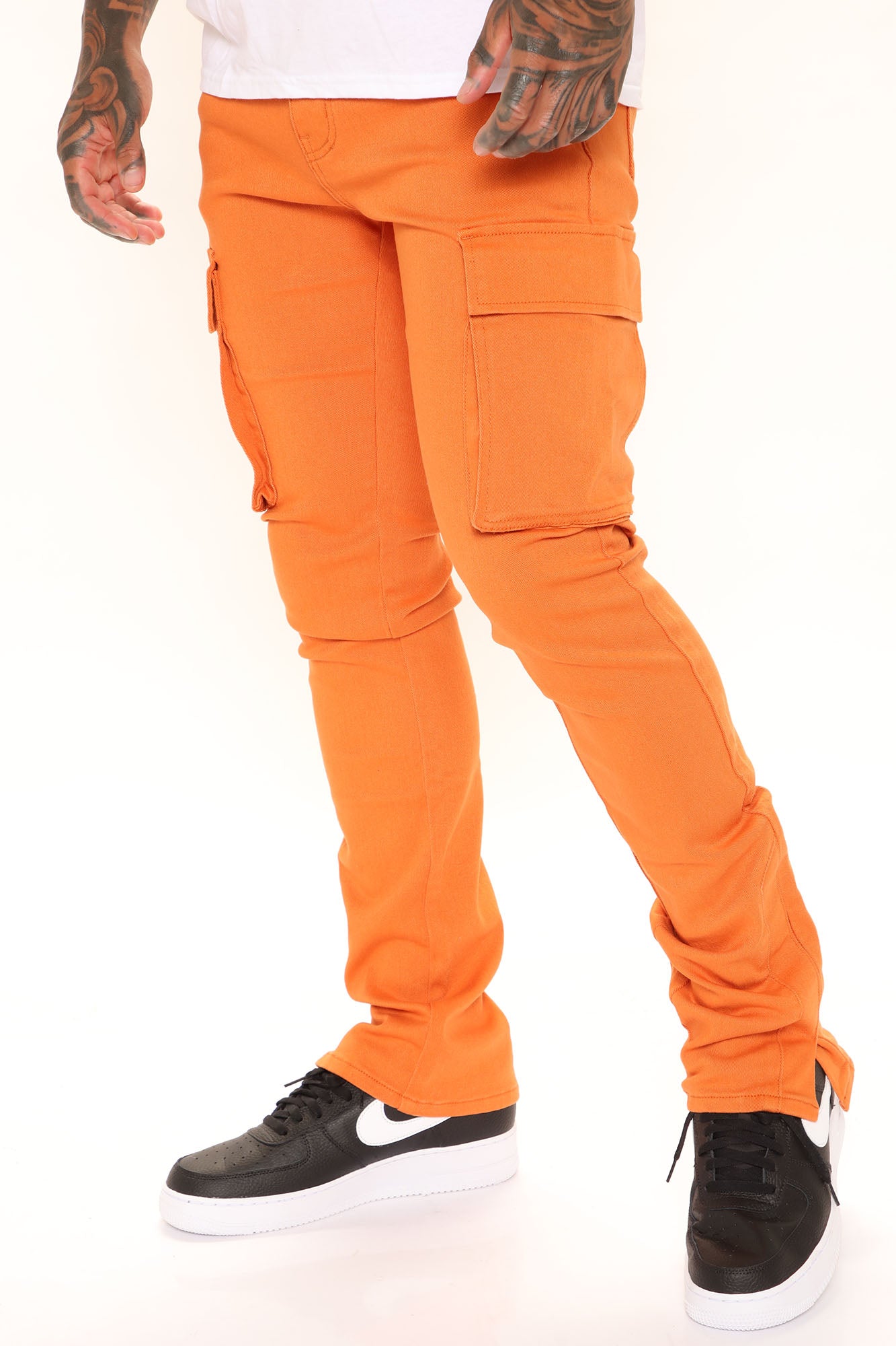 Afends Mens Louie - Organic Denim Wide Leg Jeans - Faded Orange - Afends AU.