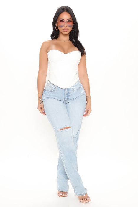 White leather cheap bustier top