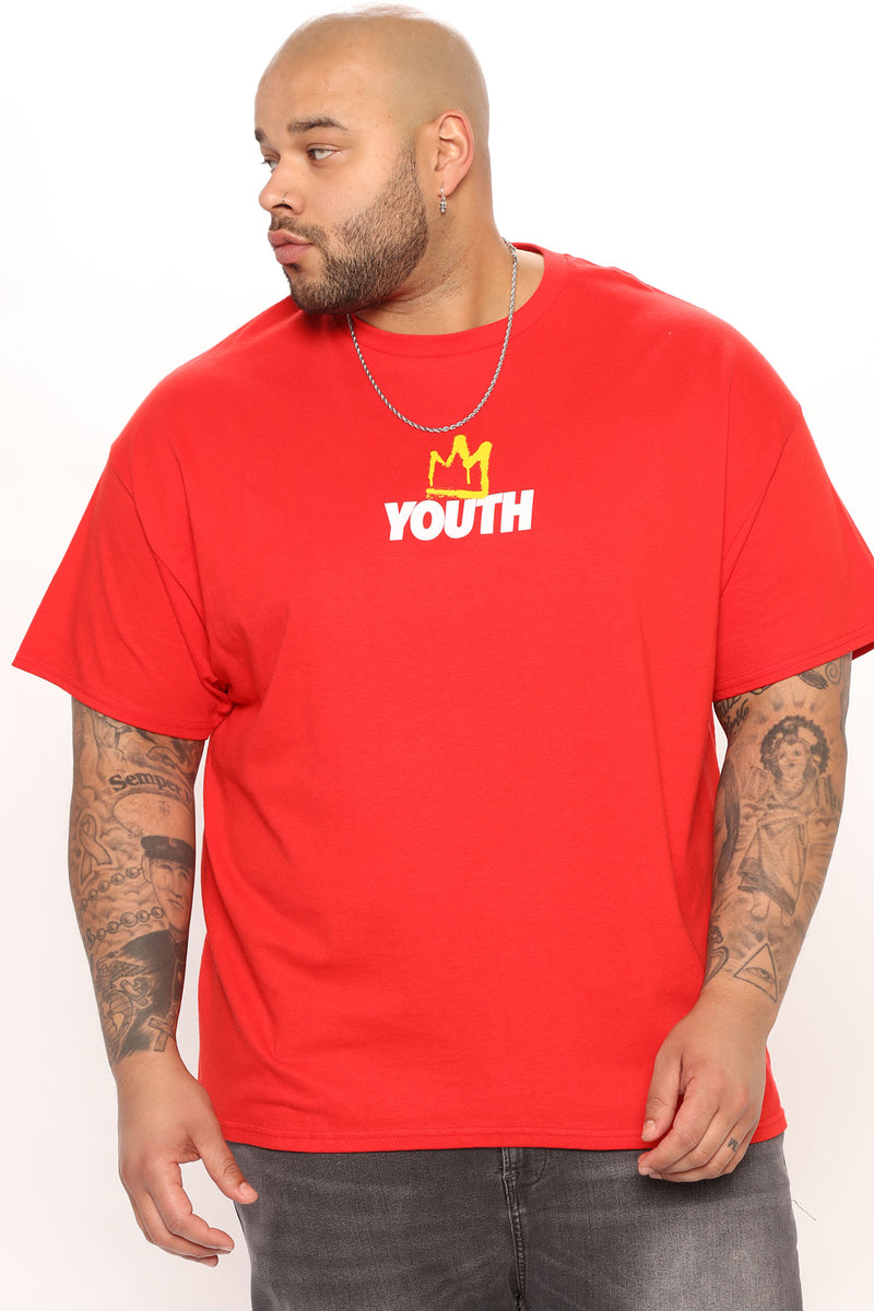 Youth King Teddy Short Sleeve Tee - Red | Fashion Nova, Mens Graphic ...