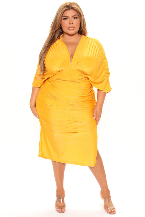 Mustard dress fashion nova cheap