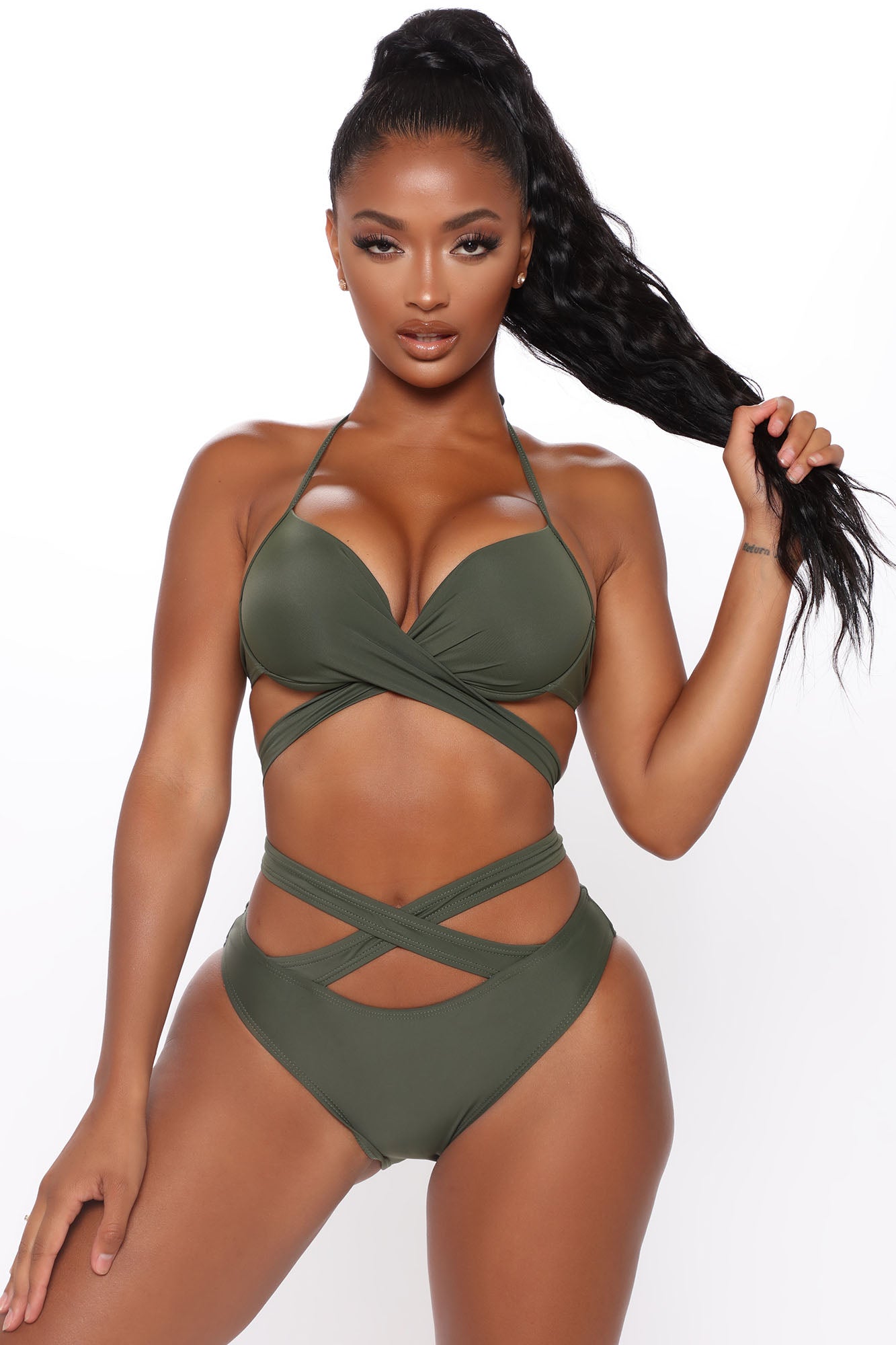 Watch Me Tan 2 Piece Bikini - Olive, Fashion Nova, Swimwear