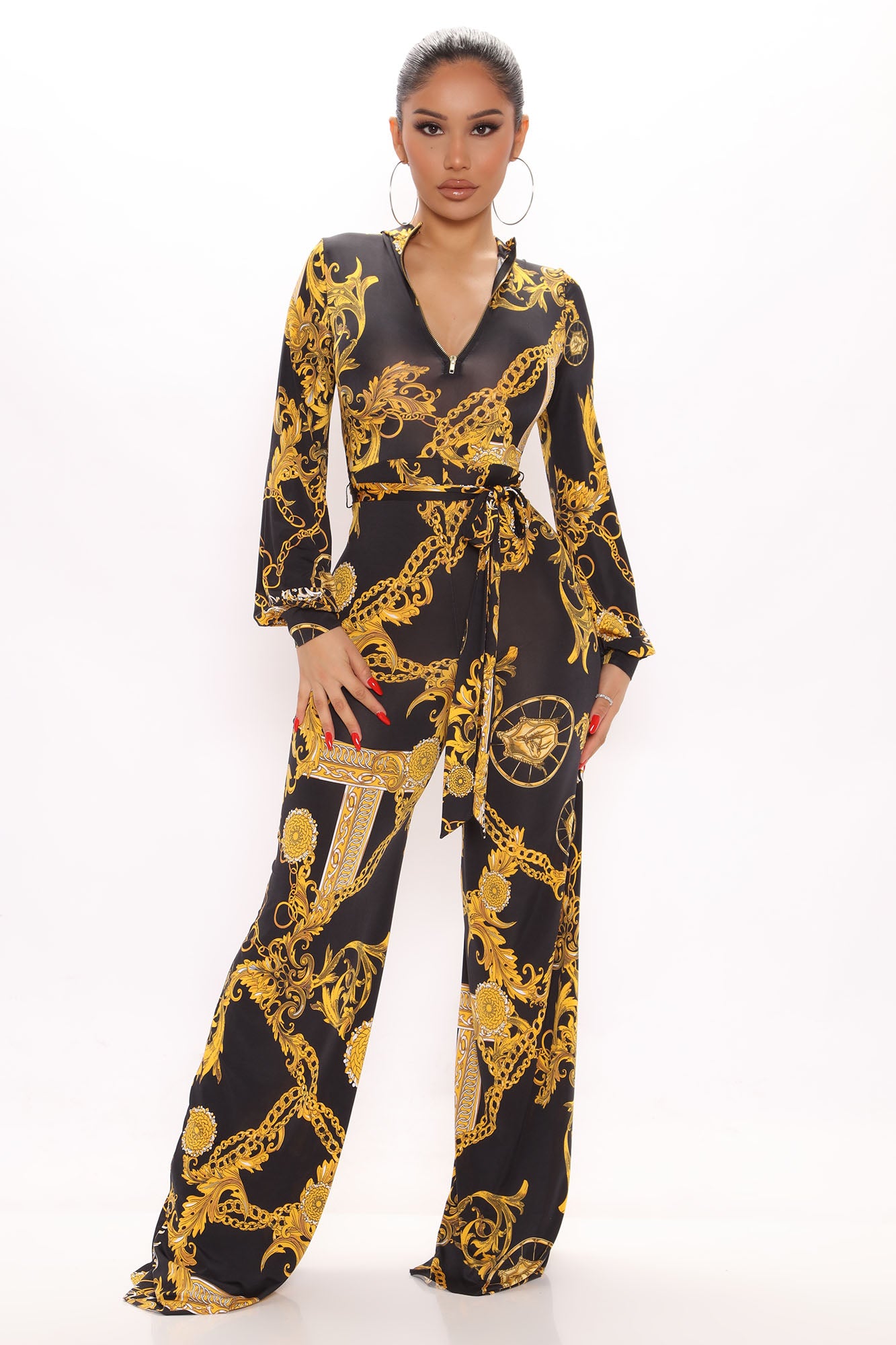 Black and gold jumpsuit fashion nova hot sale