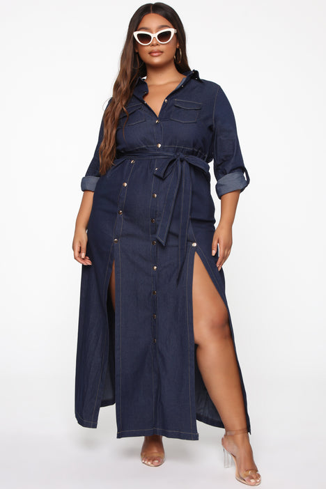 Fashion nova plus deals size denim dress
