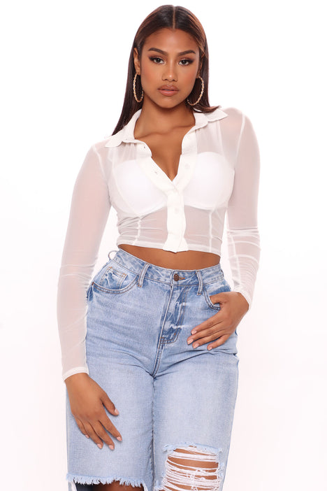 As You Sheer Mesh Shirt White