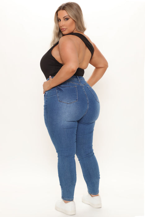 Too Much Booty Low Rise Jeans - Medium Blue Wash