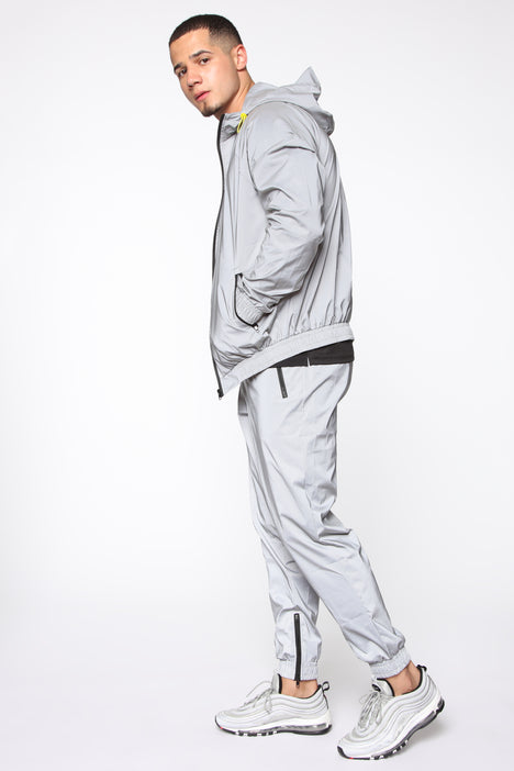 Silver sales reflective joggers