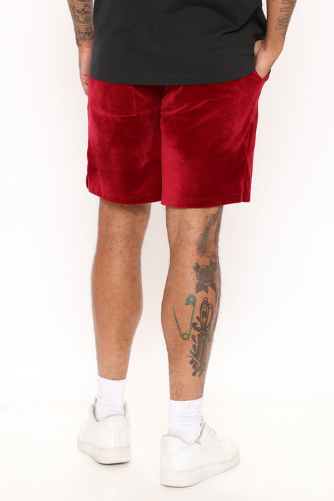 Mason Velour Jogger Shorts Red