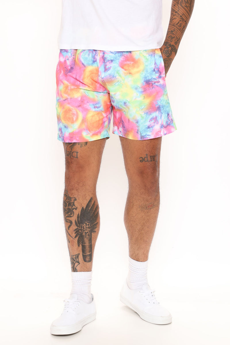 Peace Tie Dye Swim Trunks Multi Color Fashion Nova, Mens Swim