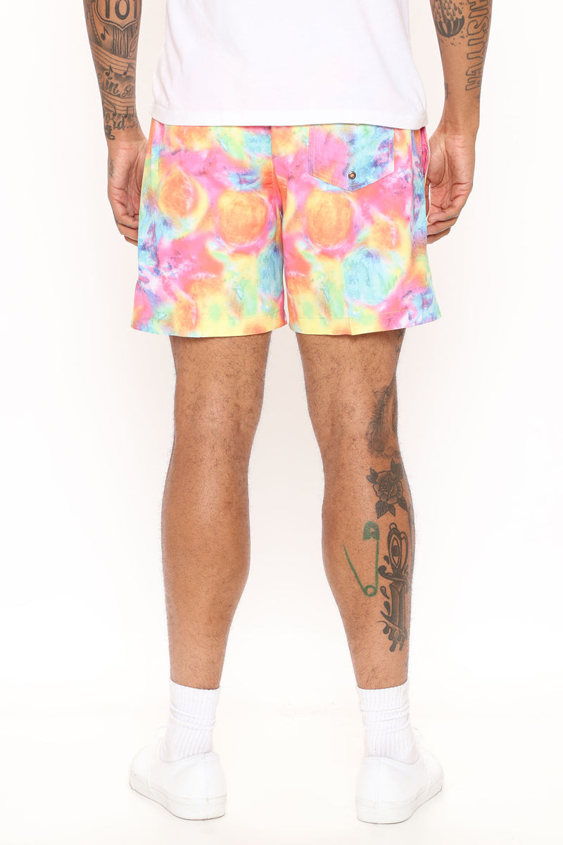 Peace Tie Dye Swim Trunks Multi Color Fashion Nova, Mens Swim