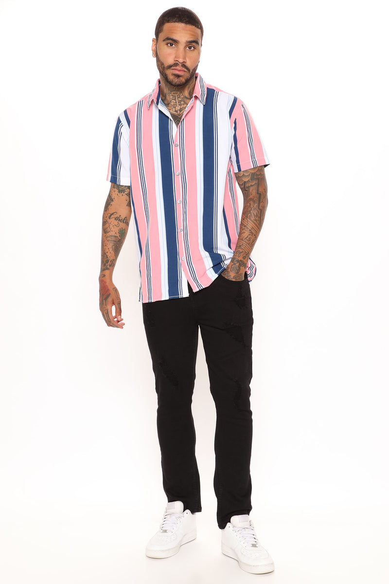 Kendrick Short Sleeve Woven Top - Pink/combo | Fashion Nova, Mens ...