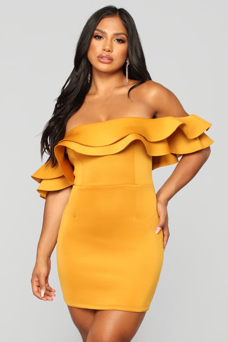 Mustard dress hotsell fashion nova