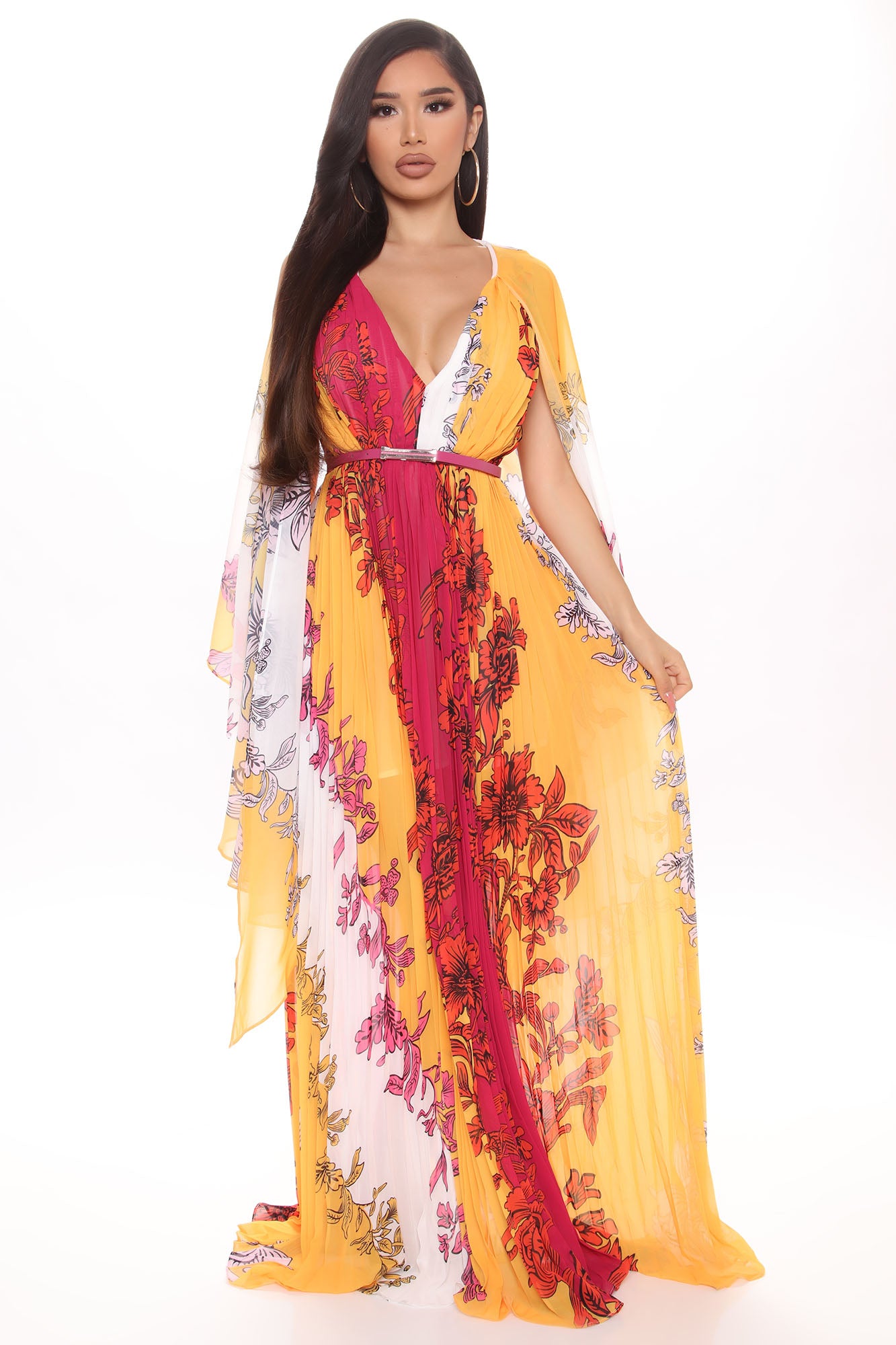 Exotic Places Kimono Maxi Dress Multi Color