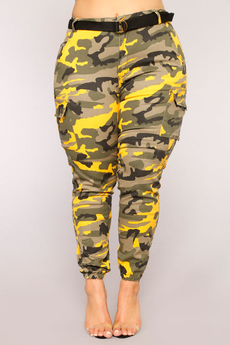 Don t Call Me High Rise Joggers Yellow Camo