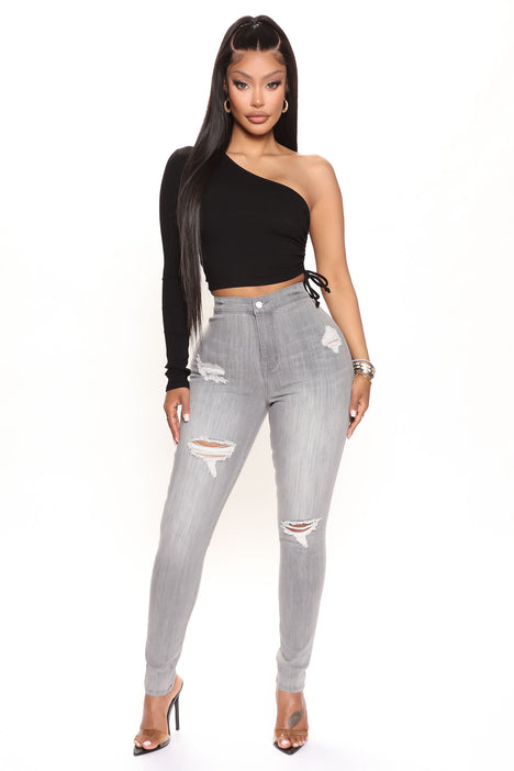 In The Night High Rise Skinny Jeans Grey
