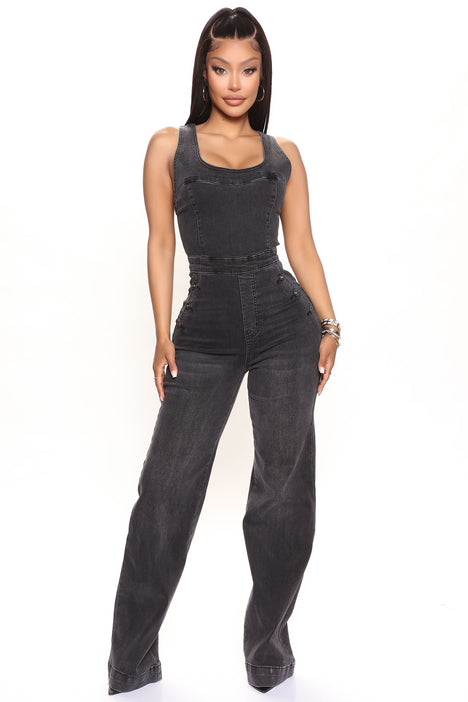 Fashion nova clearance black overalls