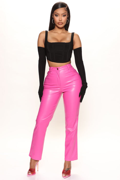 Pink leather new arrivals pants womens