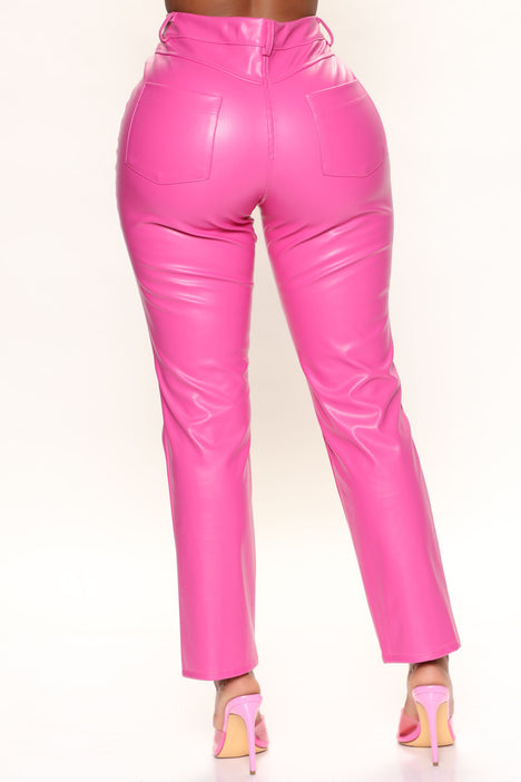 Pink leather pants fashion nova 2025
