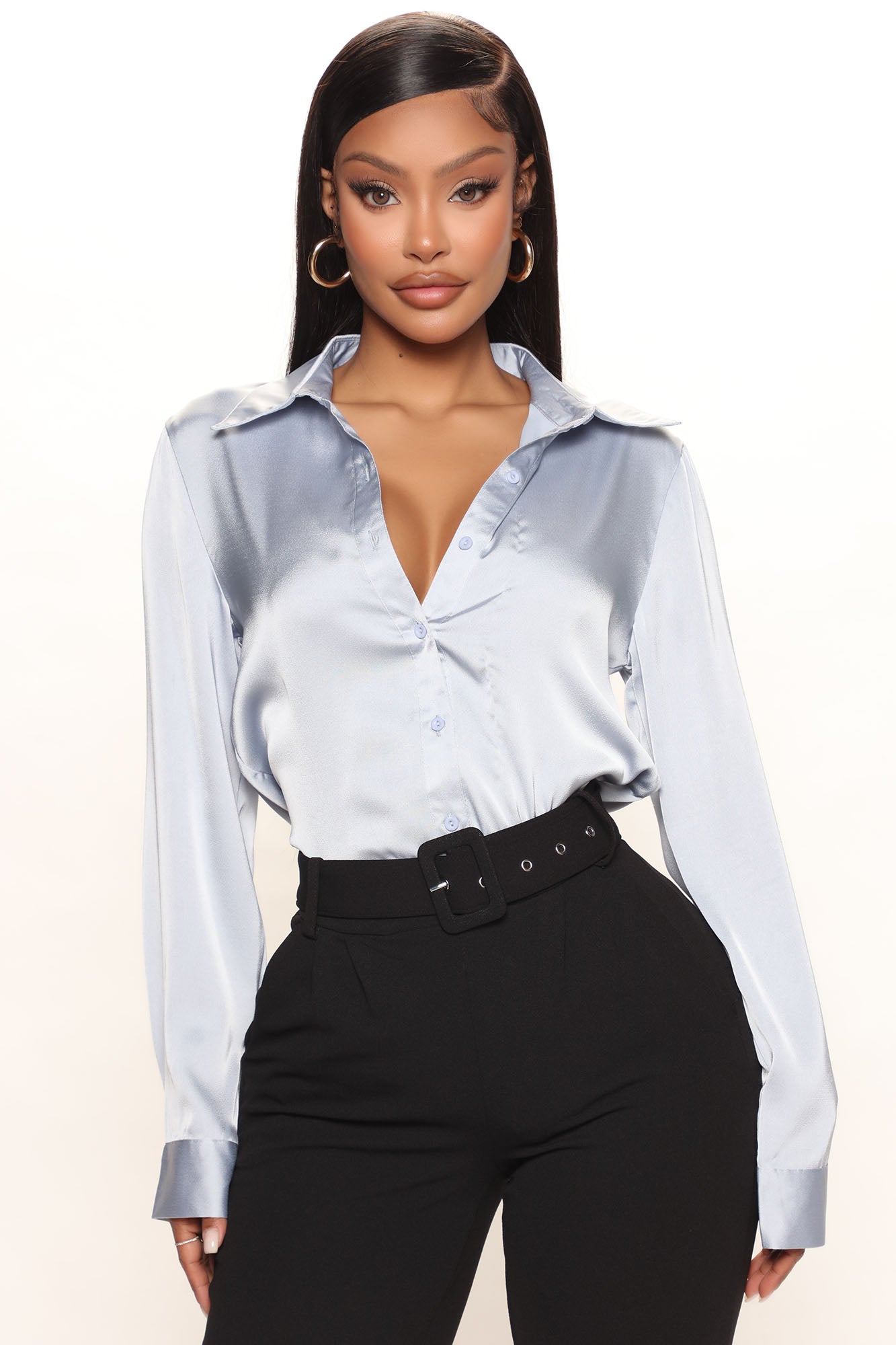 Light blue satin shirt online