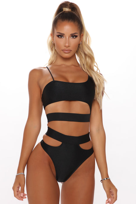 Watch Me Throw It Back 2 Piece Cutout Bikini Black Fashion