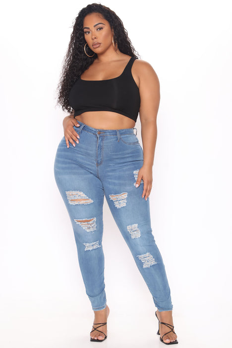 Too Much Booty Low Rise Jeans - Medium Blue Wash, Fashion Nova, Jeans