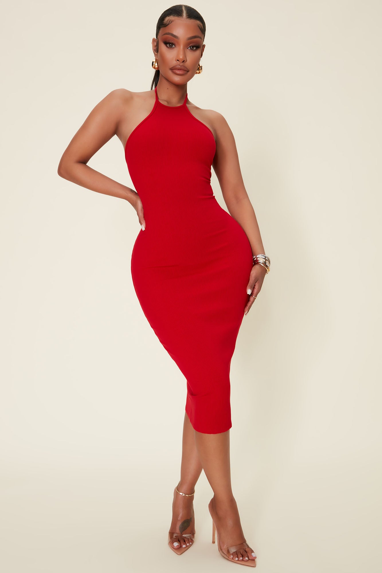 Red Turtle Neck Sleeveless Bodycon Dress  Elegant bodycon dress Fashion  Sleeveless bodycon dress