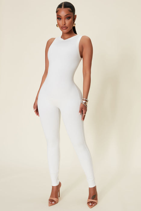 All white jumpsuit fashion nova hotsell
