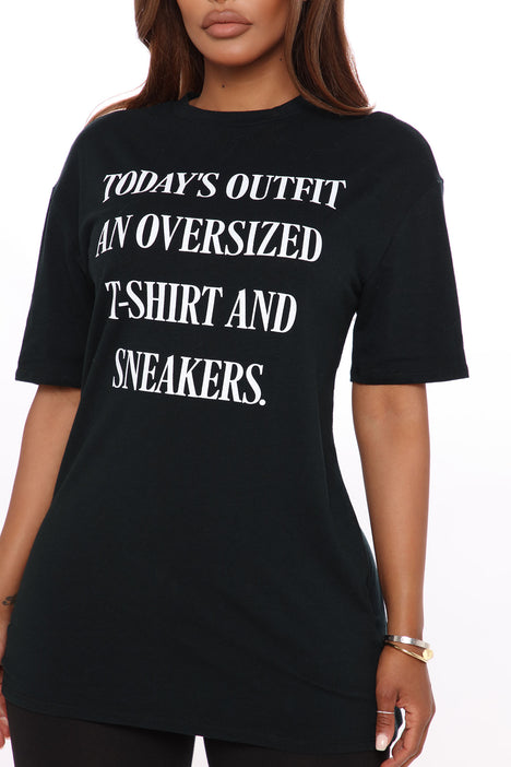 Today's outfit oversized shirt and sneakers shirt 2025