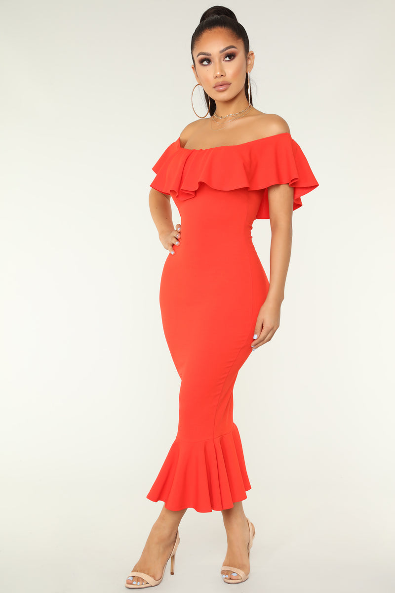 Coral Lemon Ruffle Dress main image 0