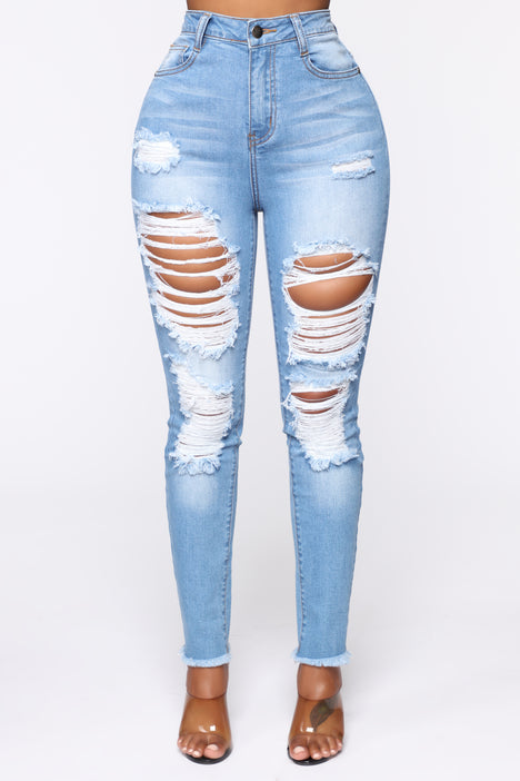 Light blue best sale distressed skinny jeans