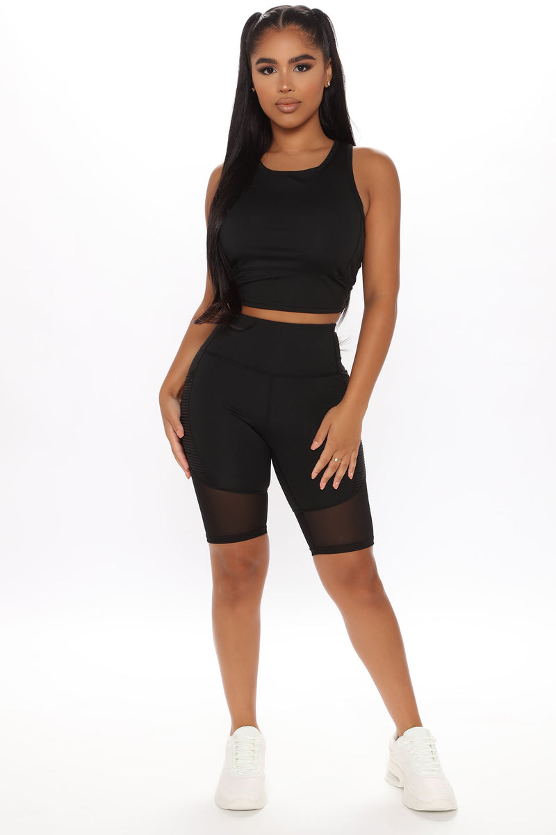 There's No Comparison Crop Tank And Biker Short Set - Black | Fashion ...