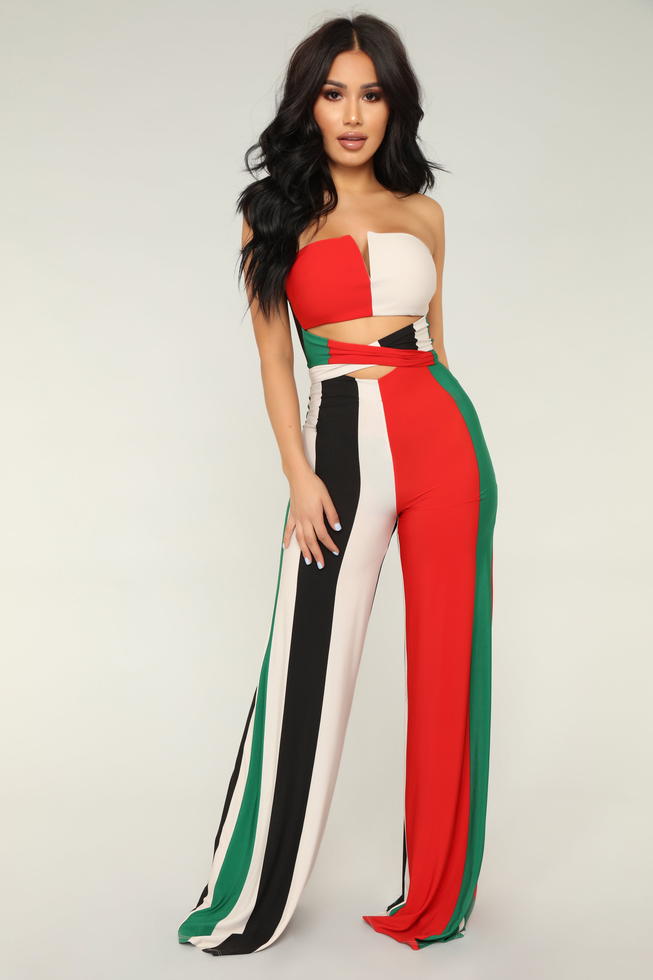 Striped jumpsuit fashion top nova