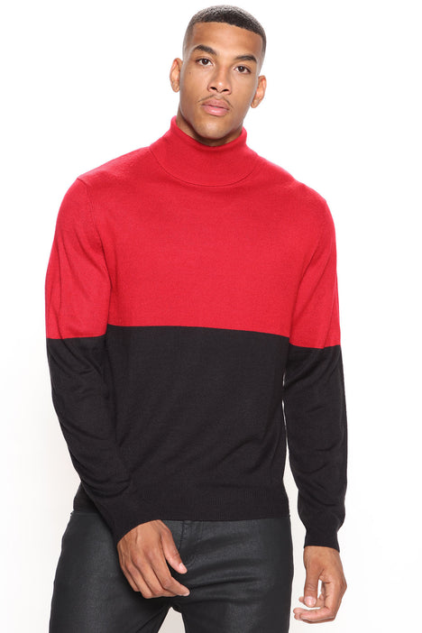 Red outlet black turtleneck