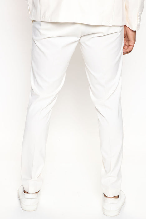 MODA NOVA Big & Tall Men's Cropped Pants Slim Fit Ankle-Length Dress Pants  White LT(US 34) 