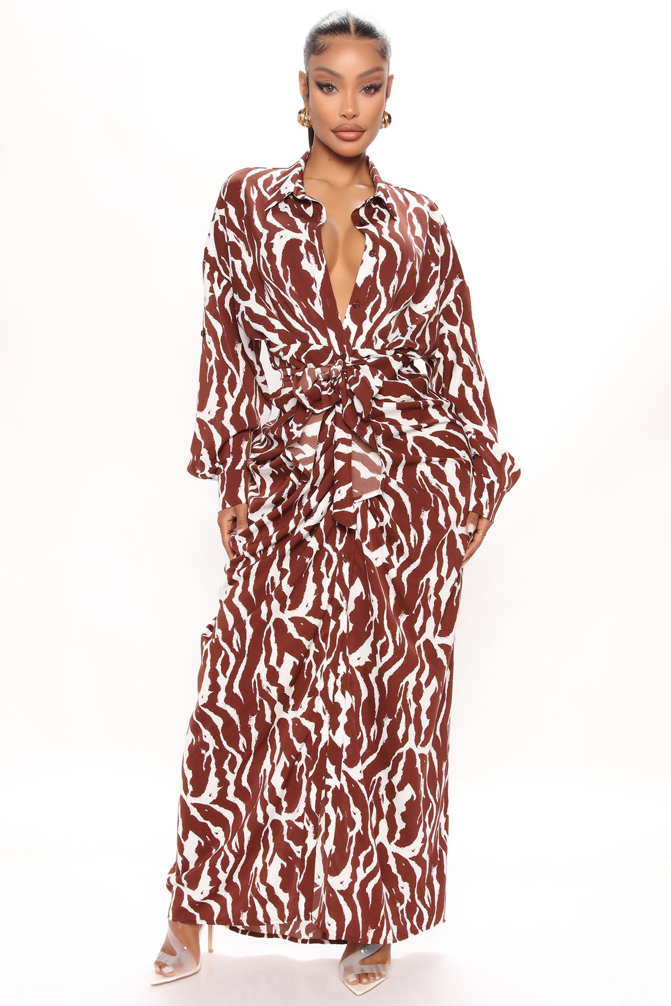 Safari Vibes Maxi Dress Brown combo