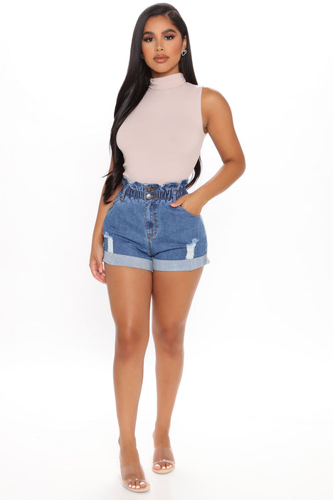 Waist Of Time Distressed Denim Shorts Medium Blue Wash