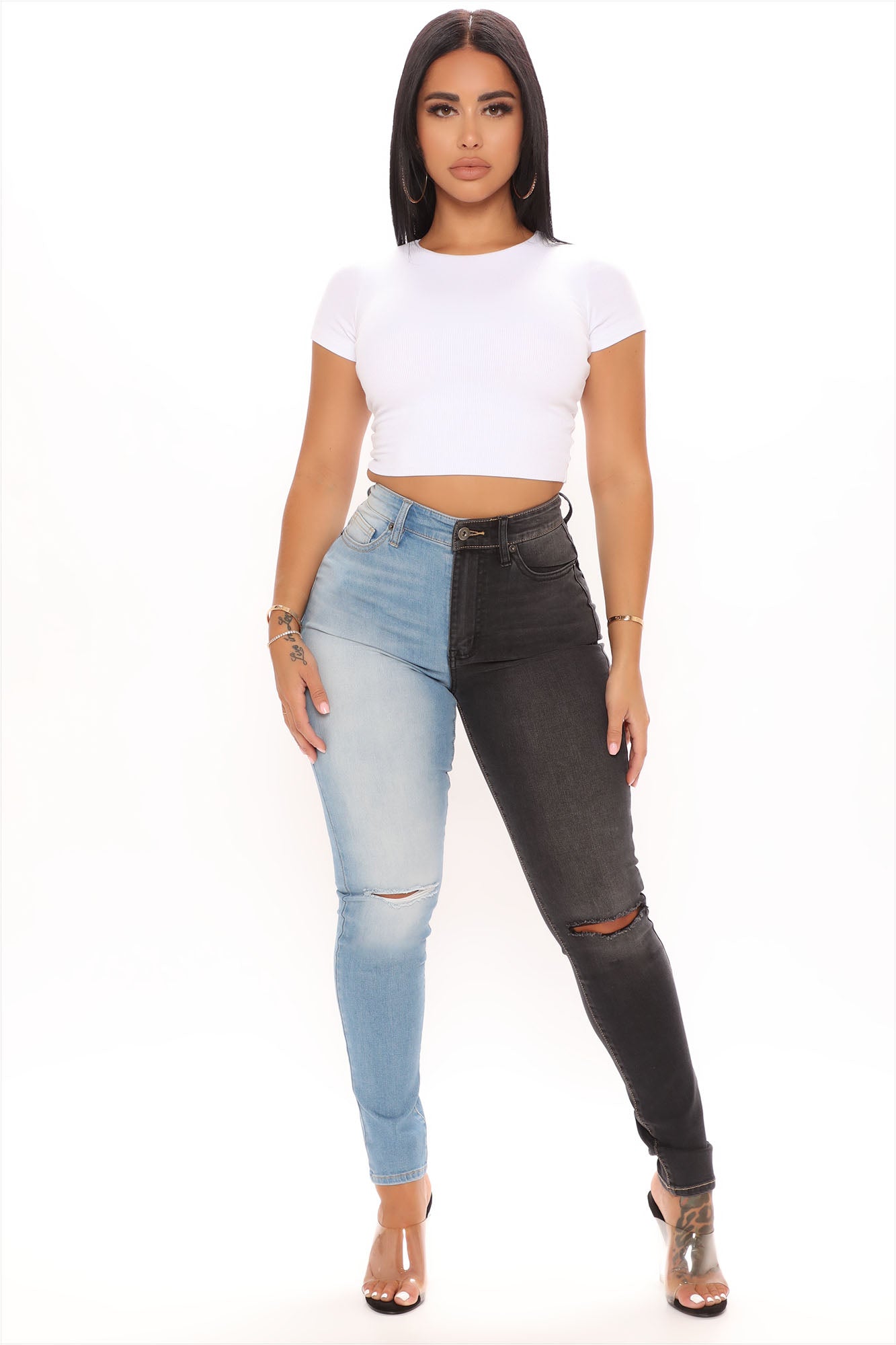 Two tone hotsell jeans fashion nova
