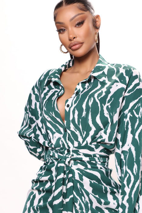 Green safari dress sale