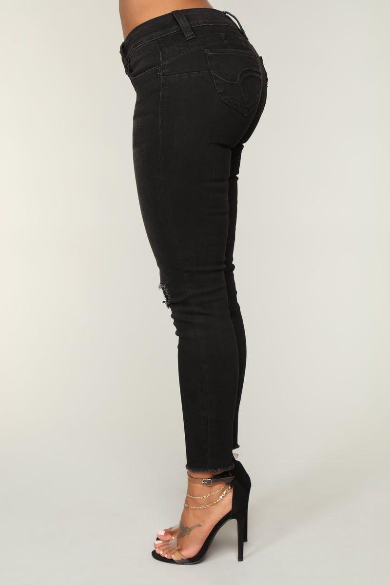 Let Your Love In Distressed Ankle Jeans Black Fashion Nova, Jeans
