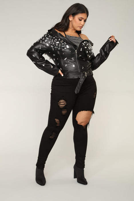 Plus size off shoulder jacket hot sale