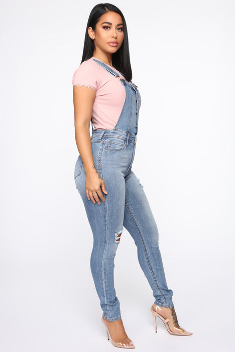 Denim overalls cheap fashion nova