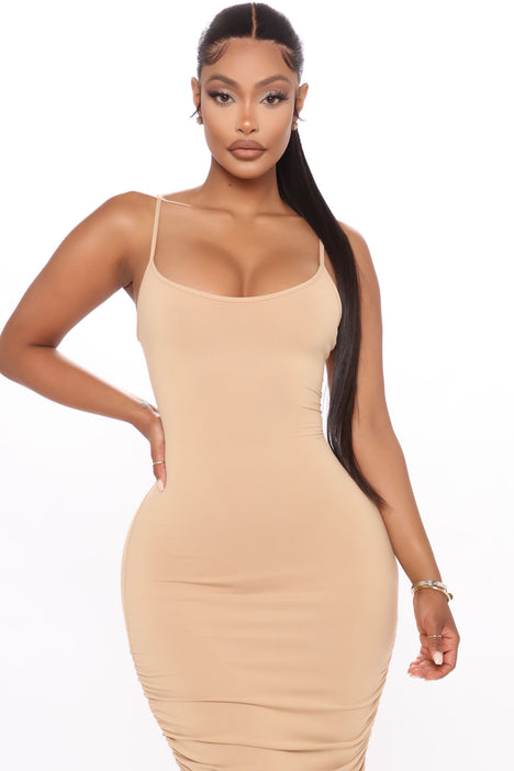 sustainable fashion ♻  ultra chic nude bodycon dress crafted